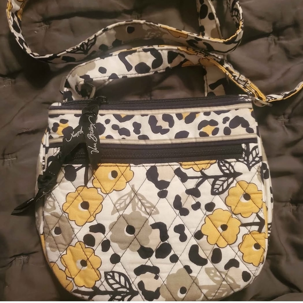Vera Bradley Yellow and Black Crossbody Bag with Bold Pattern